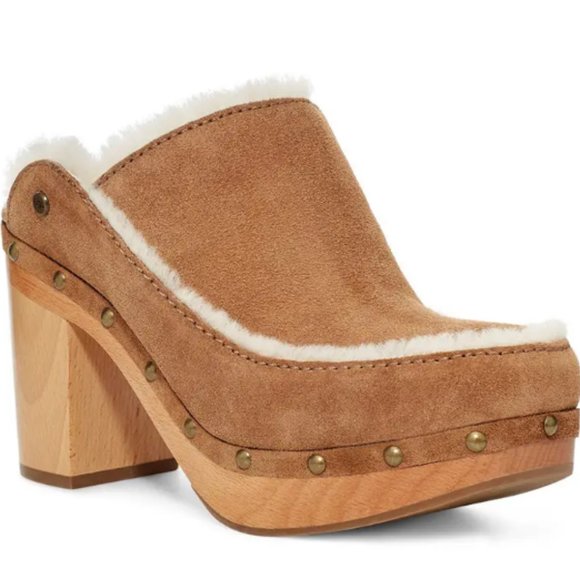 UGG Shoes - POPULAR UGG Aubriana Wooden Clog Chestnut Brown